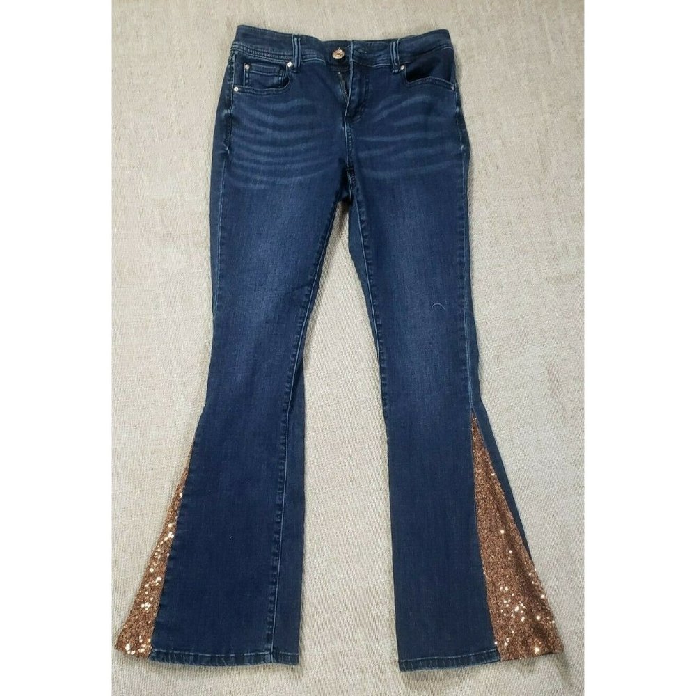 INC. JEANS FLARE LEG WITH SEQUINES SIZE 4